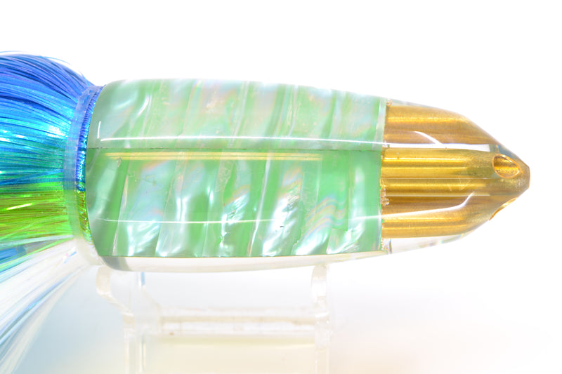Koya Lures Green Ripple Shell 4-Hole AK Bullet 12" 14.5oz EZ Flash Blue-Green Stripes-White