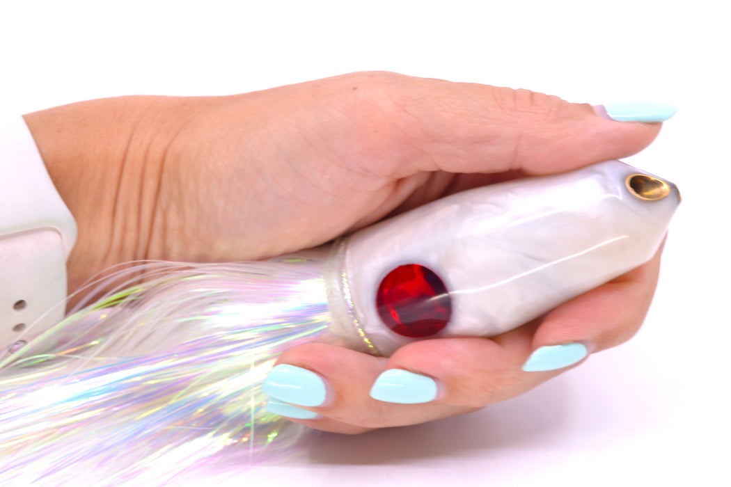 Tanigawa Lures White Pearl Red Eyes 2-Hole Bullet 9"+ 8.5oz Strobez White GZE