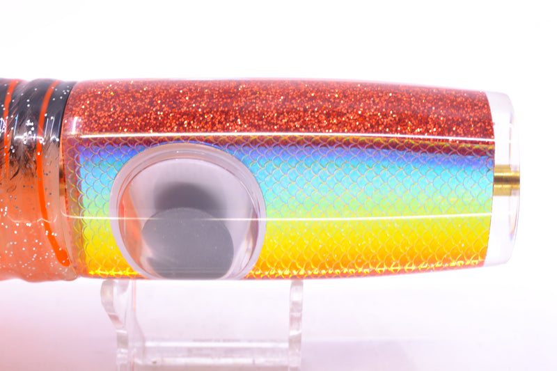 Koya Lures Orange Pearl Rainbow Scale Hard Head 14" 14.5oz Skirted Root Beer-Petrolero