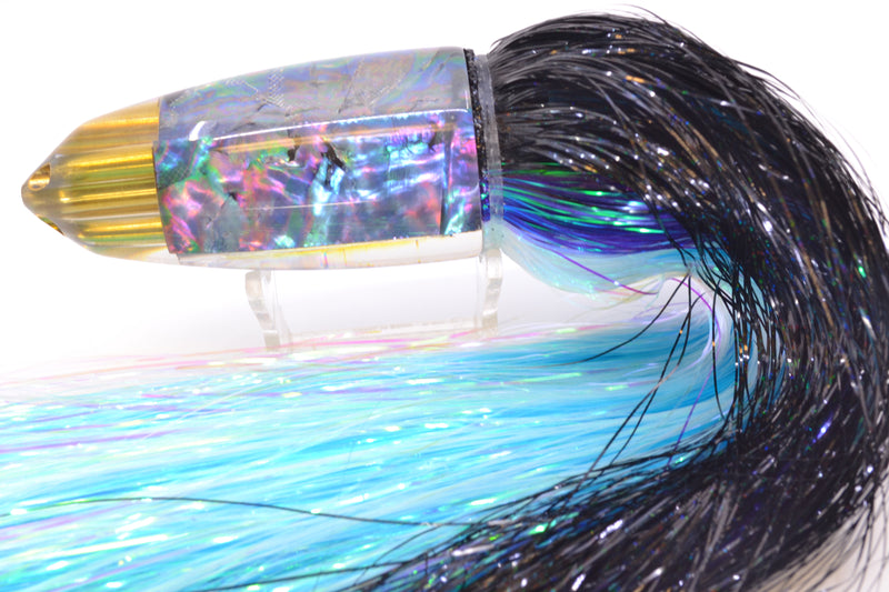 Koya Lures Blue-Purple Abalone 4-Hole AK Bullet 12" 14.5oz EZ Flash Black-Purple Stripes-White