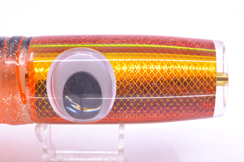 Koya Lures Orange Pearl Rainbow Scale Hard Head 14" 14.5oz Skirted Root Beer-Petrolero