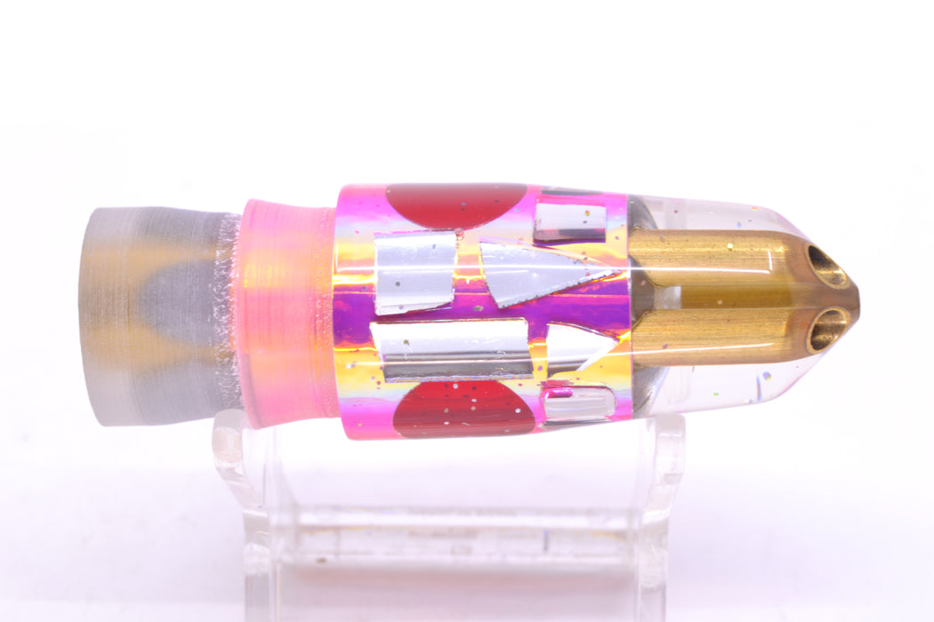 Tanigawa Lures Pink Rainbow Cracked Glass Red Eyes 2-Hole Bullet 7" 5oz