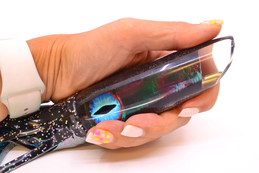 Coggin Lures Black Pearl Glass Black Back Old Style Stick Swimmer 12" 8oz Skirted Black GZE