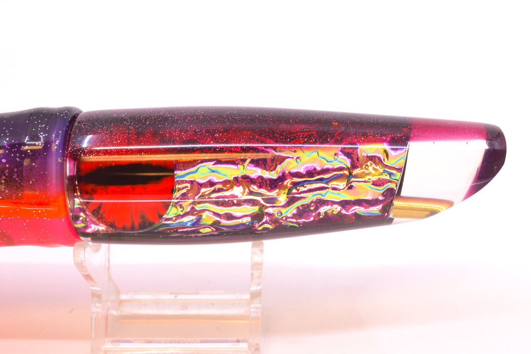 Coggin Lures Pink-Green Dichro Purple Back Old Style Stick Swimmer 12" 8oz Skirted Purple-Pink GZE