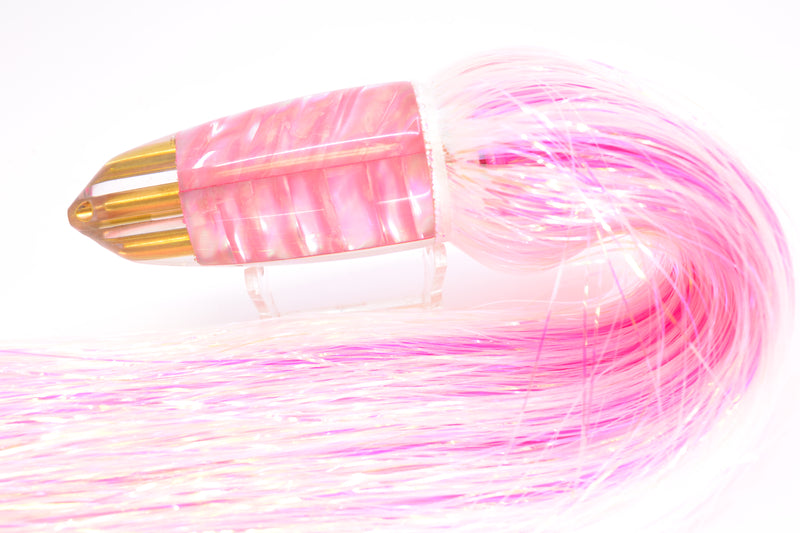 Koya Lures Pink Ripple Shell 4-Hole AK Bullet 12" 14.5oz EZ Flash White/Pink