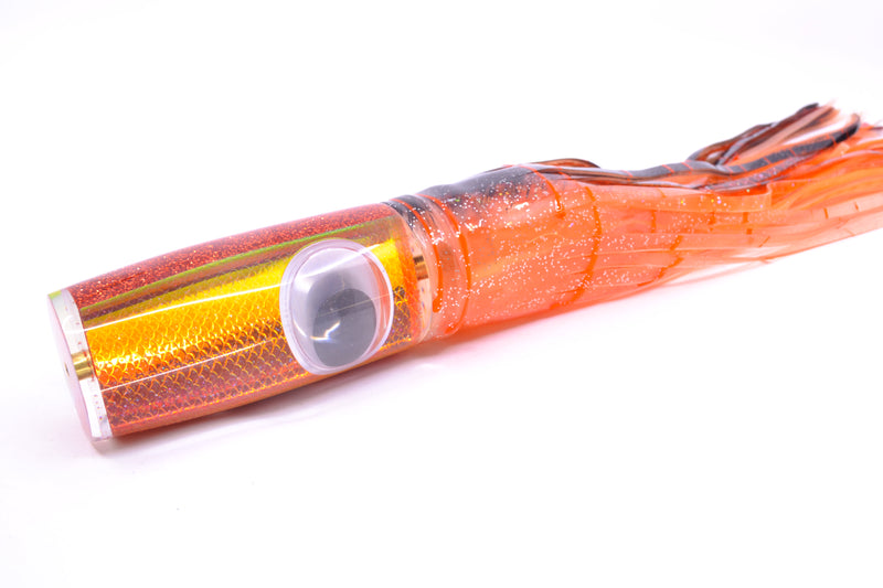 Koya Lures Orange Pearl Rainbow Scale Hard Head 14" 14.5oz Skirted Root Beer-Petrolero