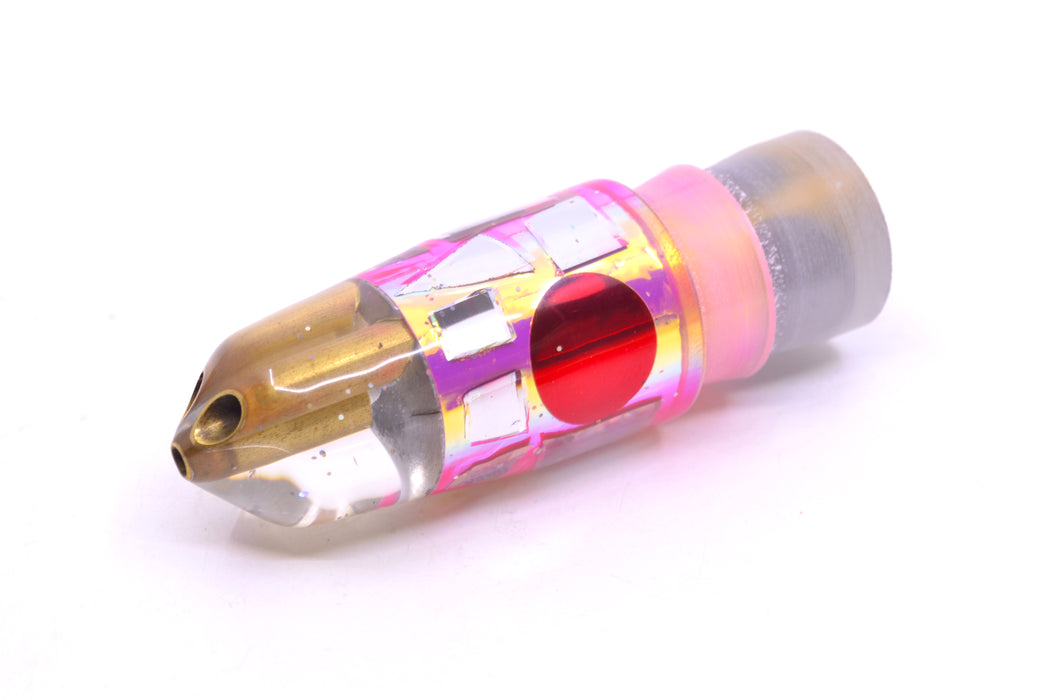 Tanigawa Lures Pink Rainbow Cracked Glass Red Eyes 2-Hole Bullet 7" 5oz