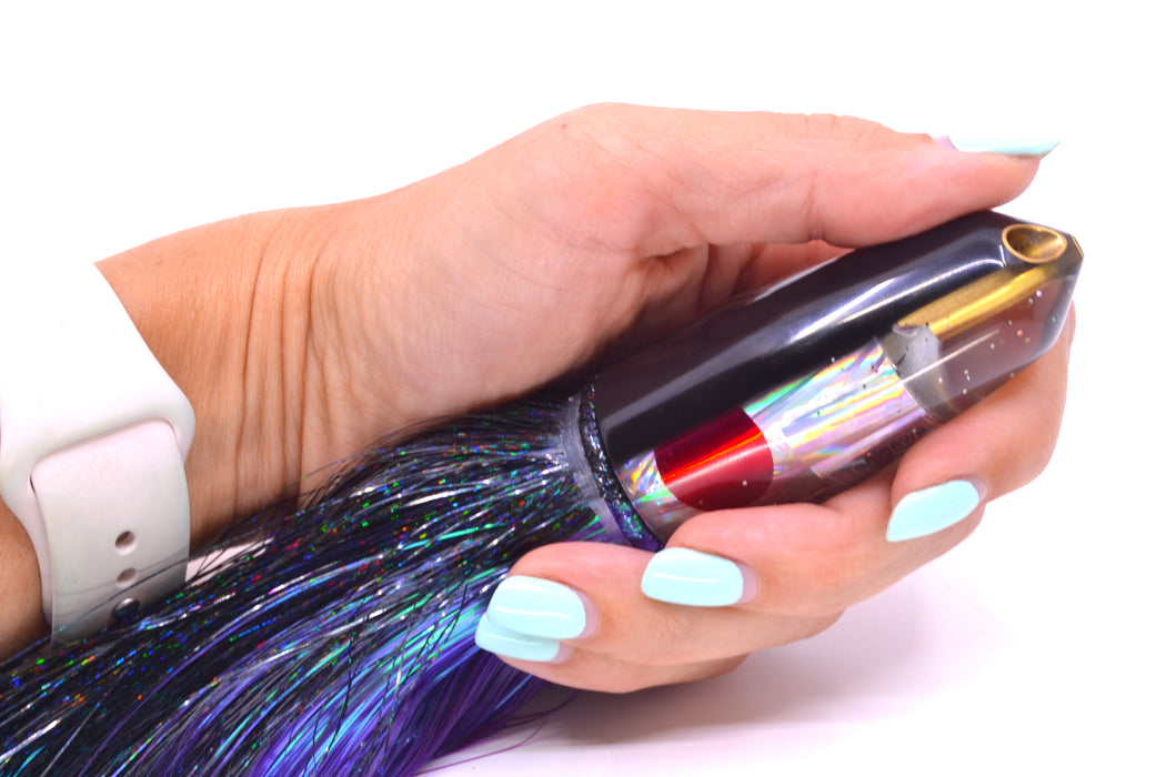 Tanigawa Lures Silver Starburst Black Back 2-Hole Bullet 9"+ 8.5oz Strobez Black-Purple GZE