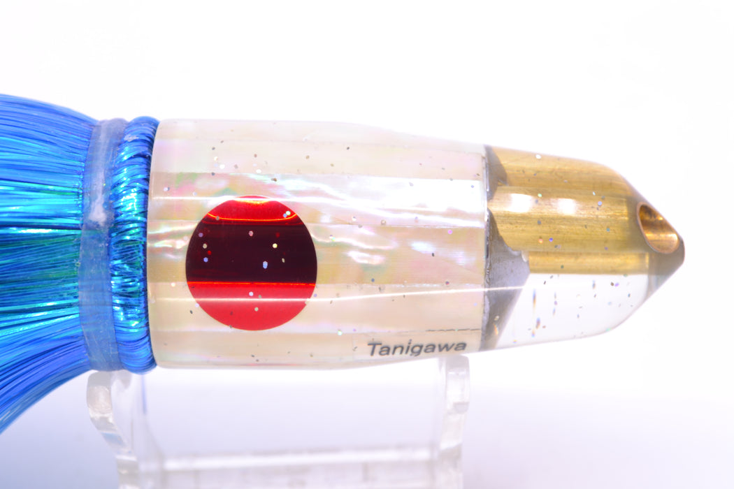 Tanigawa Lures White Awabi Shell Red Eyes 2-Hole Bullet 9"+ 8.5oz Strobez Royal Blue/Green GZE