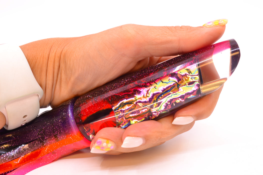 Coggin Lures Pink-Green Dichro Purple Back Old Style Stick Swimmer 12" 8oz Skirted Purple-Pink GZE