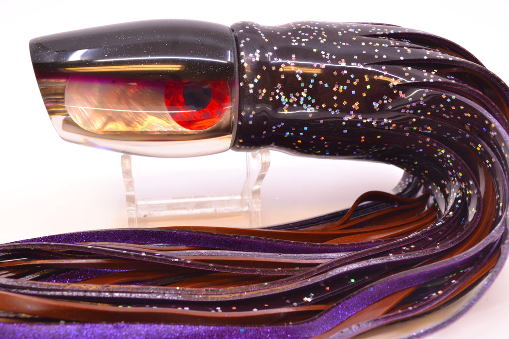 Coggin Lures Real MOP Black-Purple Back 4-Hole Copa Teardrop Slant 12" 9.4oz Skirted GZE