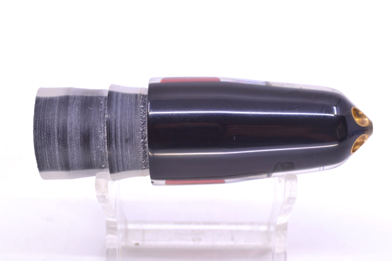 Tanigawa Lures Silver Rainbow Starburst Black Back Red Eyes 2-Hole Bullet 7" 5oz
