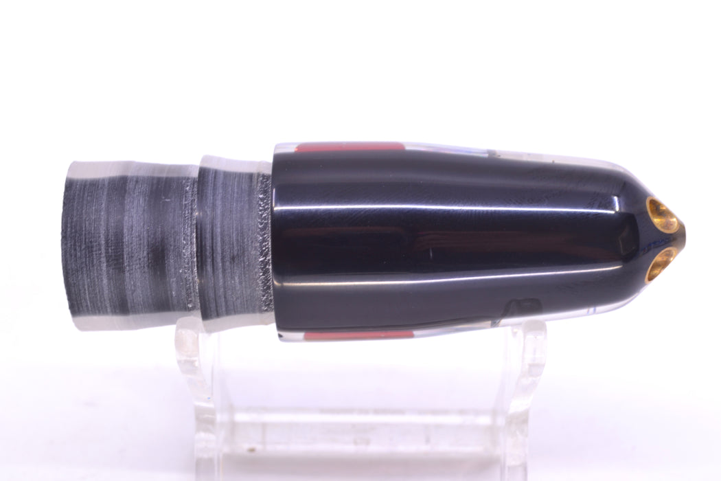 Tanigawa Lures Silver Rainbow Starburst Black Back Red Eyes 2-Hole Bullet 7" 5oz