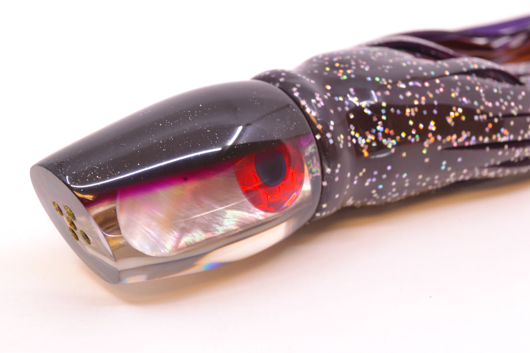 Coggin Lures Real MOP Black-Purple Back 4-Hole Copa Teardrop Slant 12" 9.4oz Skirted GZE