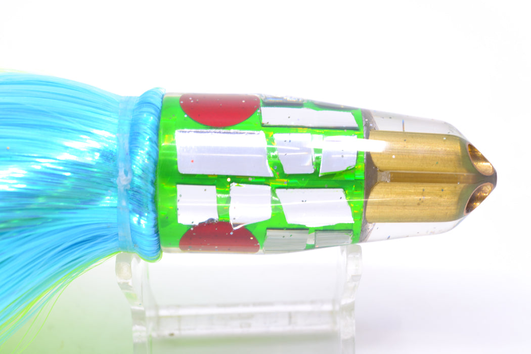 Tanigawa Lures Green Rainbow Cracked Glass Red Eyes 2-Hole Bullet 9"+ 8.5oz Strobez GZE