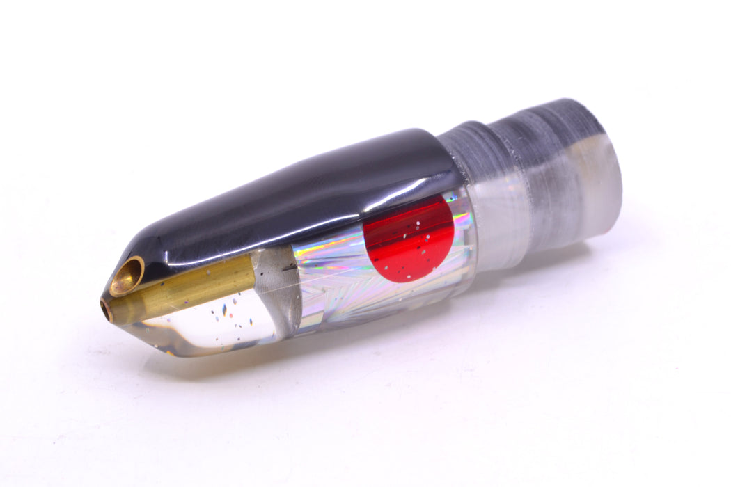 Tanigawa Lures Silver Rainbow Starburst Black Back Red Eyes 2-Hole Bullet 7" 5oz