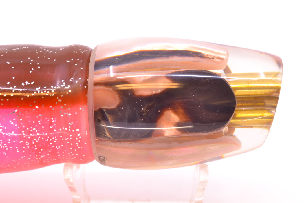 Coggin Lures Real Tan/Brown MOP 4-Hole Copa Teardrop Slant 12" 9.4oz Skirted Root Beer-Pink GZE
