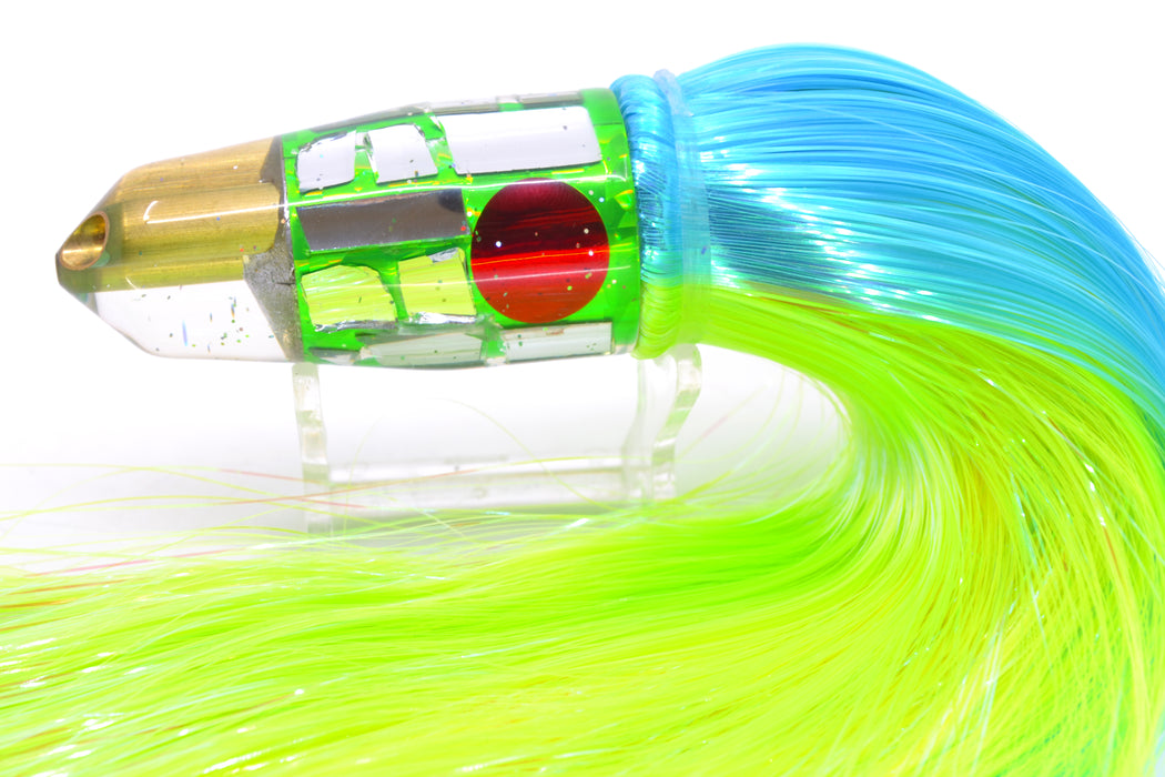 Tanigawa Lures Green Rainbow Cracked Glass Red Eyes 2-Hole Bullet 9"+ 8.5oz Strobez GZE