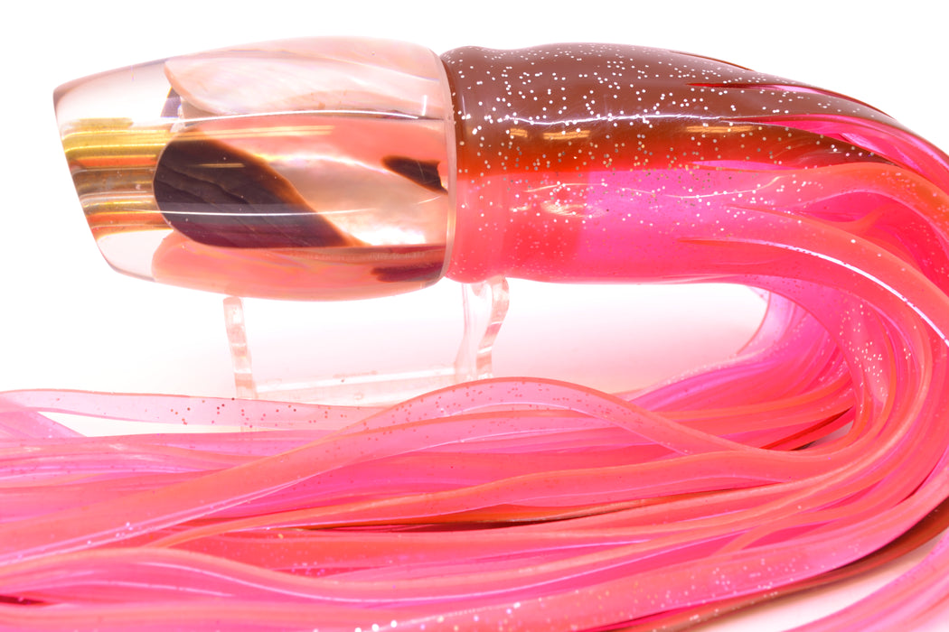 Coggin Lures Real Tan/Brown MOP 4-Hole Copa Teardrop Slant 12" 9.4oz Skirted Root Beer-Pink GZE