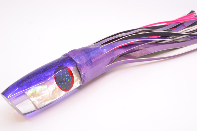 TANTRUM Lures White MOP Purple Back Large Plunger 12" 7.5oz FT Vinyl Purple Eclipse