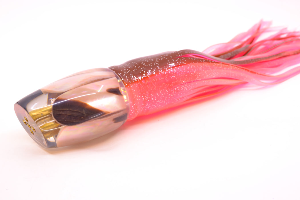 Coggin Lures Real Tan/Brown MOP 4-Hole Copa Teardrop Slant 12" 9.4oz Skirted Root Beer-Pink GZE