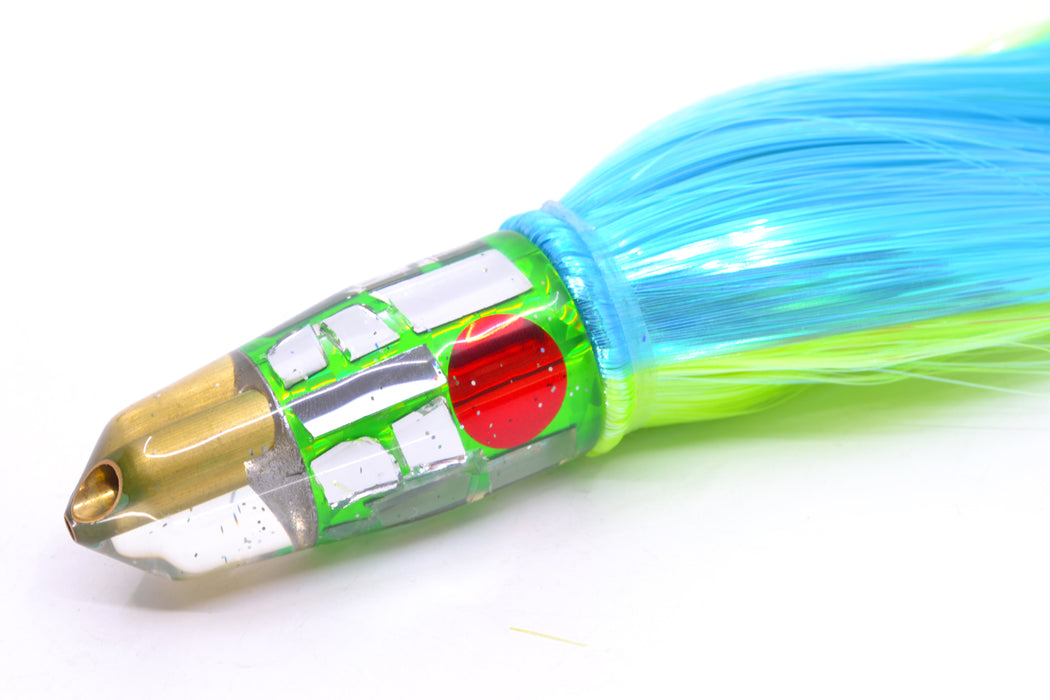 Tanigawa Lures Green Rainbow Cracked Glass Red Eyes 2-Hole Bullet 9"+ 8.5oz Strobez GZE