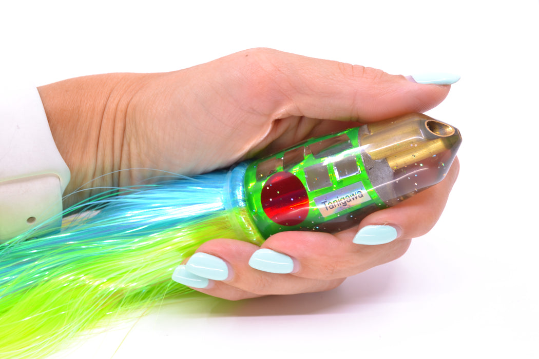 Tanigawa Lures Green Rainbow Cracked Glass Red Eyes 2-Hole Bullet 9"+ 8.5oz Strobez GZE