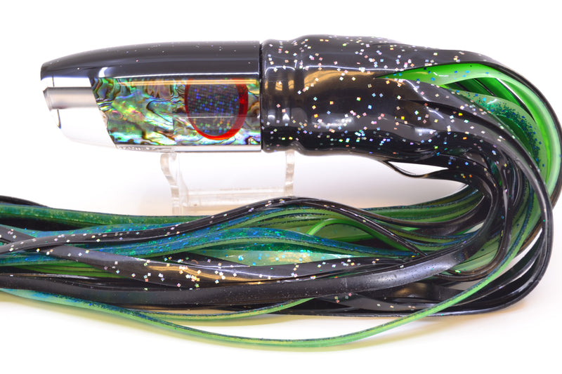 TANTRUM Lures Paua Shell Black Back Large Plunger 12" 9.5oz Skirted Black
