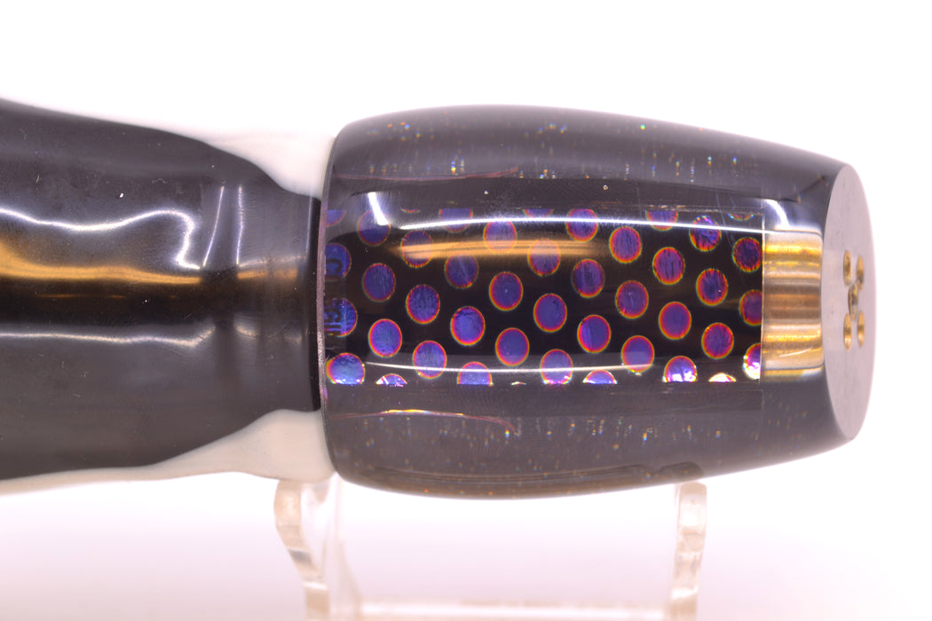Coggin Lures Purple Dot Dichro Black Back 4-Hole Copa Teardrop Slant 12" 9.4oz Skirted GZE