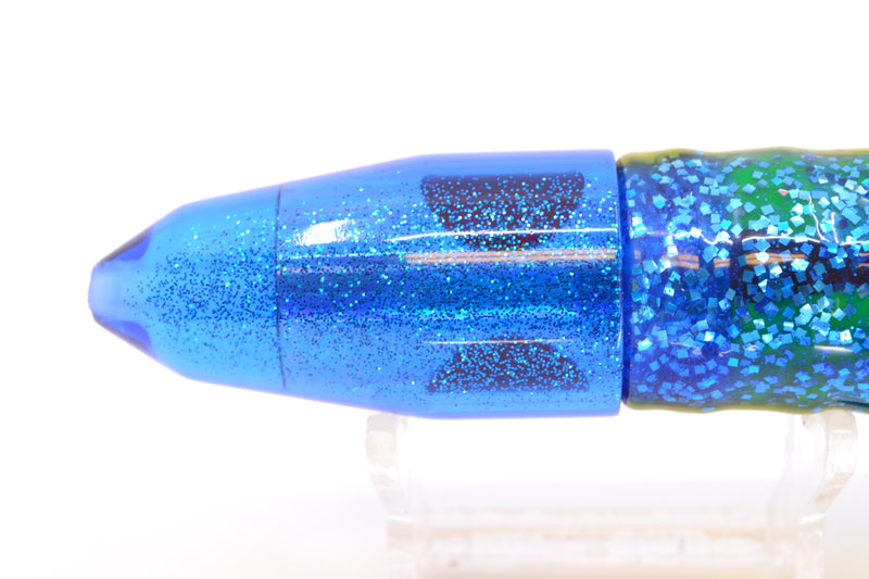 TANTRUM Lures Blue Rainbow Blue Back Small Bullet 7" 4oz Skirted Blue-Yellow-Silver