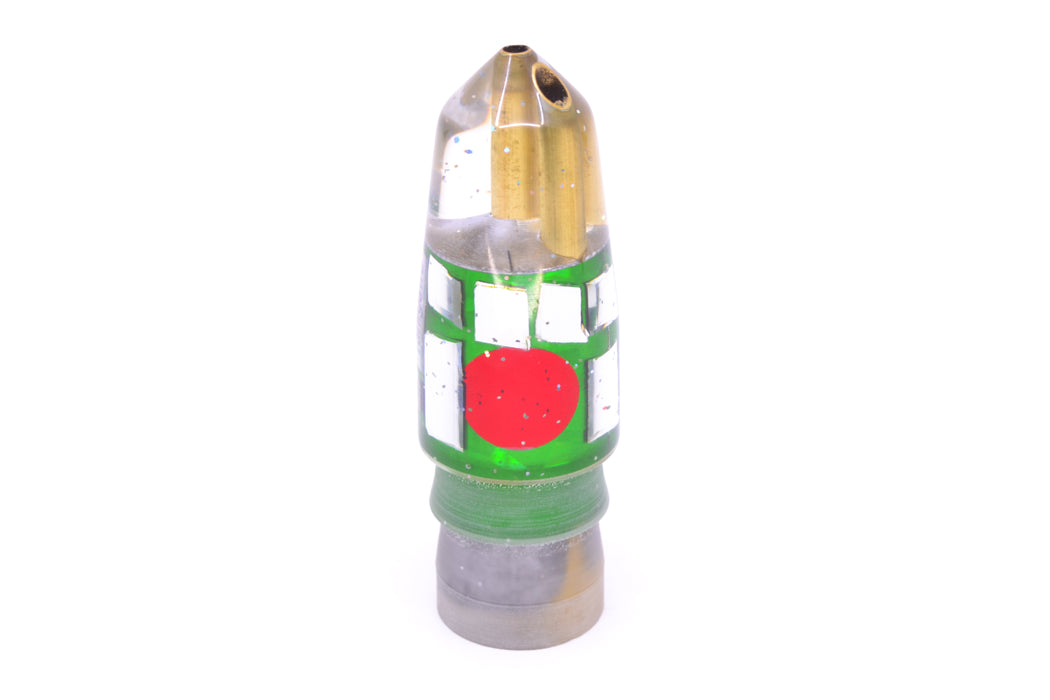 Tanigawa Lures Green Rainbow Cracked Glass Red Eyes 2-Hole Bullet 7" 5oz