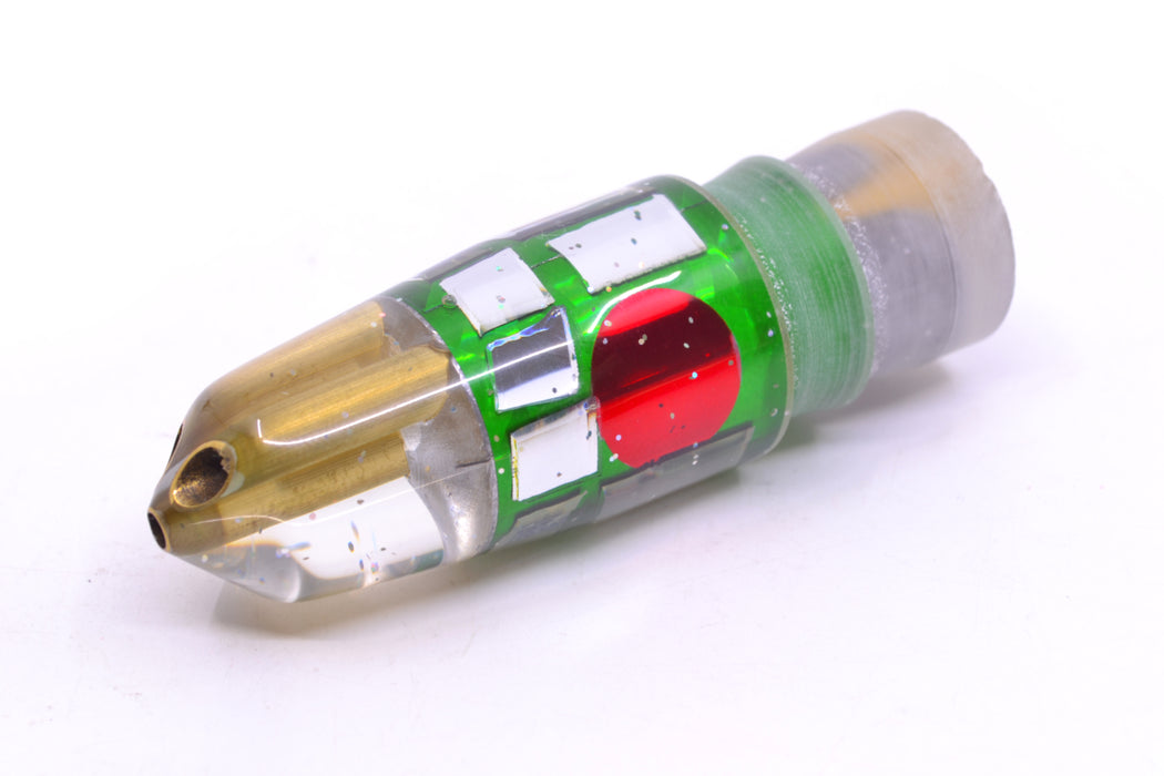 Tanigawa Lures Green Rainbow Cracked Glass Red Eyes 2-Hole Bullet 7" 5oz