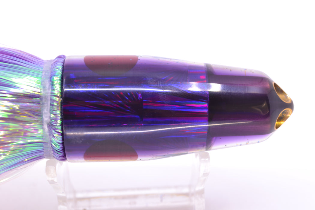 Tanigawa Lures Silver Rainbow Starburst Purple Back 2-Hole Bullet 9"+ 8.5oz Flashabou GZE