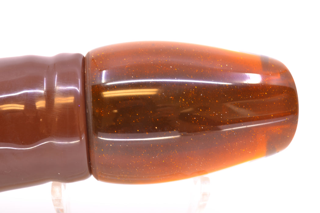 Coggin Lures Real Tahitian MOP Root Beer Back 4-Hole Copa Teardrop Slant 12" 9.4oz Skirted GZE