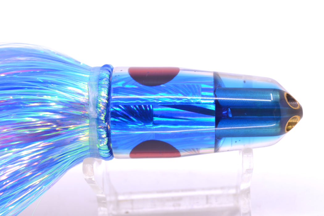 Tanigawa Lures Silver Starburst Blue Back 2-Hole Bullet 7" 6oz Flashabou Blue-White