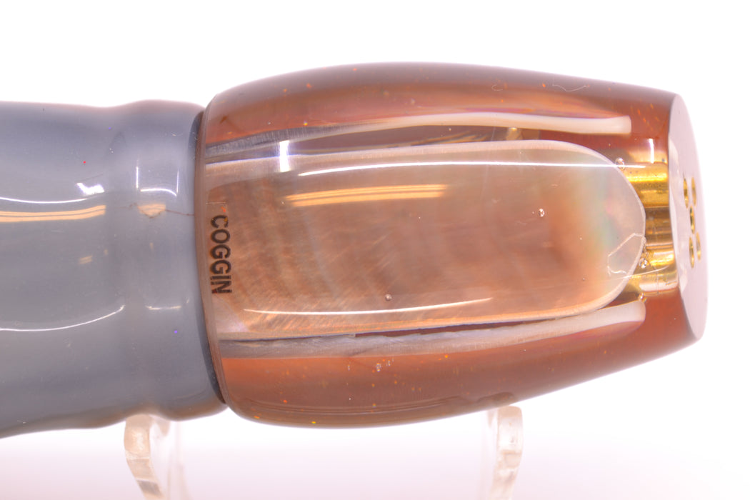Coggin Lures Real Tahitian MOP Root Beer Back 4-Hole Copa Teardrop Slant 12" 9.4oz Skirted GZE