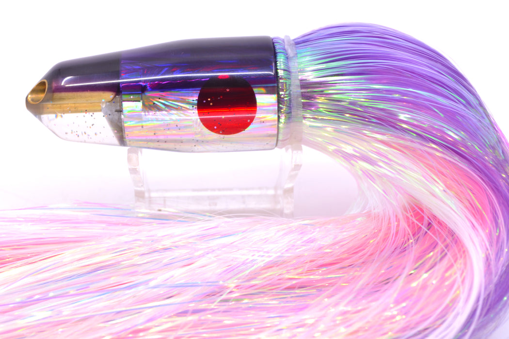 Tanigawa Lures Silver Rainbow Starburst Purple Back 2-Hole Bullet 9"+ 8.5oz Flashabou GZE