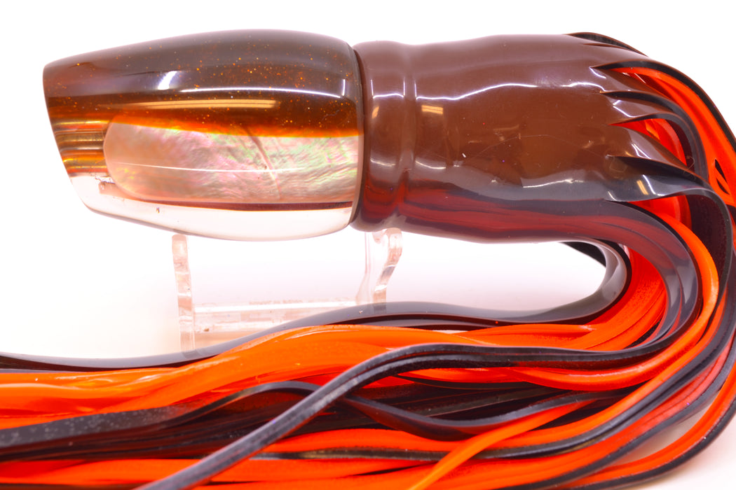 Coggin Lures Real Tahitian MOP Root Beer Back 4-Hole Copa Teardrop Slant 12" 9.4oz Skirted GZE