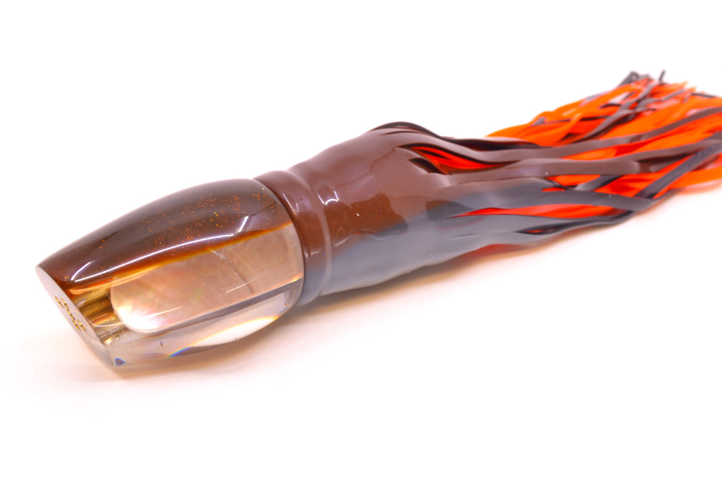 Coggin Lures Real Tahitian MOP Root Beer Back 4-Hole Copa Teardrop Slant 12" 9.4oz Skirted GZE