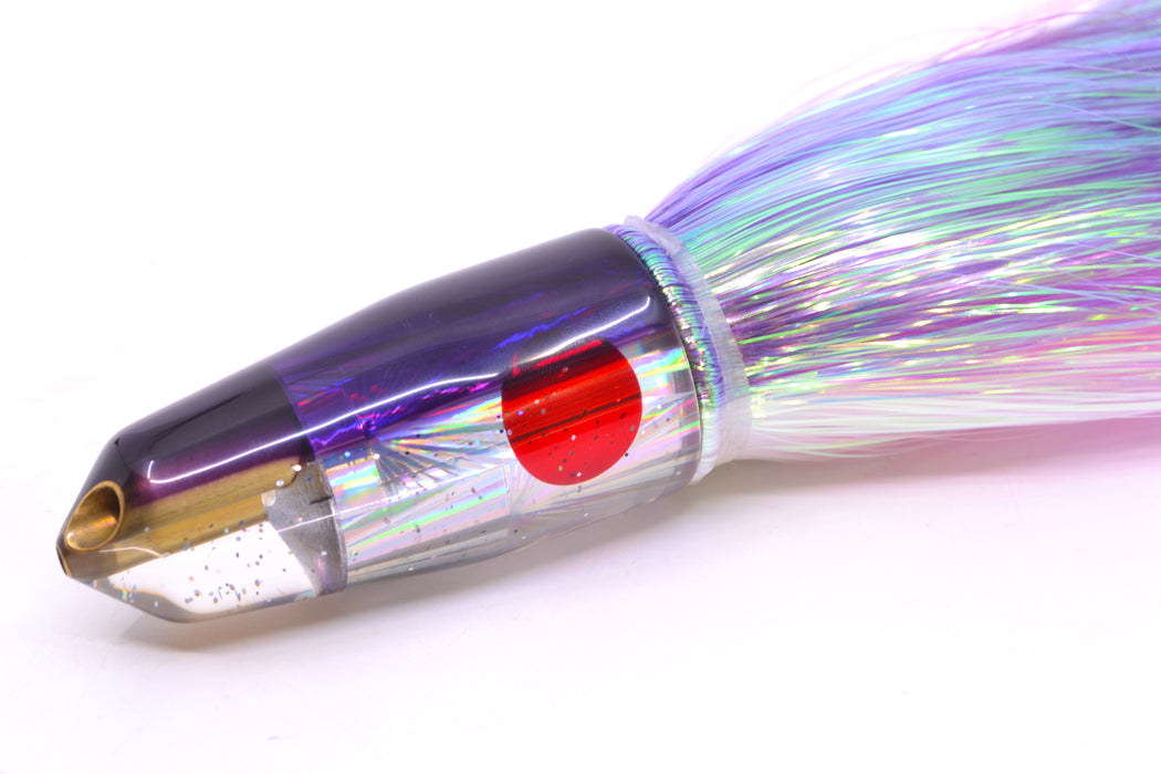 Tanigawa Lures Silver Rainbow Starburst Purple Back 2-Hole Bullet 9"+ 8.5oz Flashabou GZE