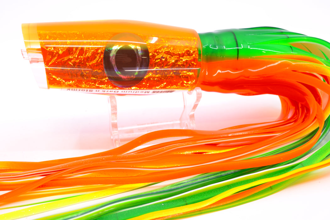 Moyes Lures Orange Dichro Orange Back Medium Dark-N-Stormy 12" 8.5oz Skirted