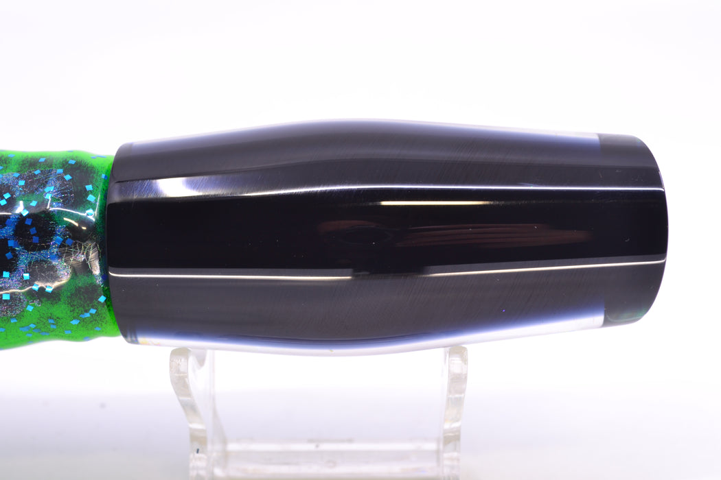 Moyes Lures Green-Orange Dichro Black Back Medium Dark-N-Stormy 12" 8.5oz Skirted