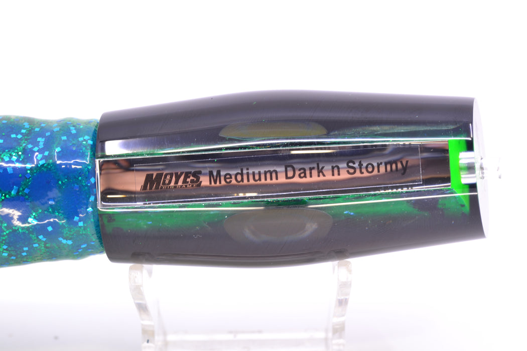 Moyes Lures Green-Orange Dichro Black Back Medium Dark-N-Stormy 12" 8.5oz Skirted