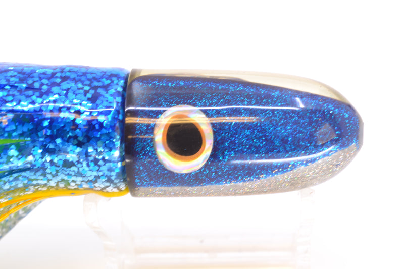 Jackpot Lures Blue-Silver Fish Head Small Bullet 9" 7oz Skirted Blue-Yellow-Silver