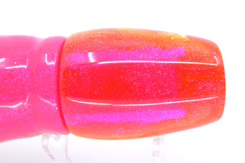 Coggin Lures Rainbow Dichro Pink-Yellow Back 4-Hole Copa Teardrop Slant 12" 9.4oz Skirted