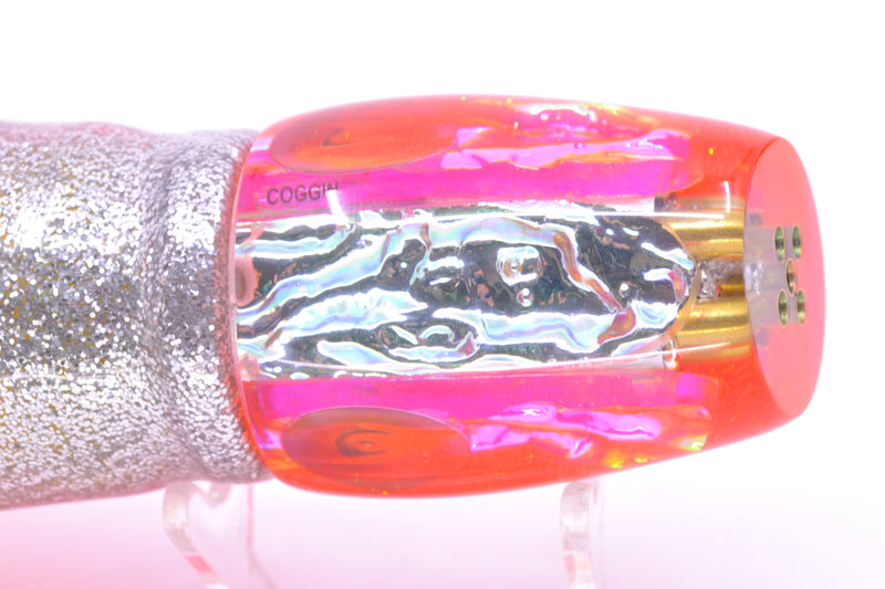 Coggin Lures Rainbow Dichro Pink-Yellow Back 4-Hole Copa Teardrop Slant 12" 9.4oz Skirted