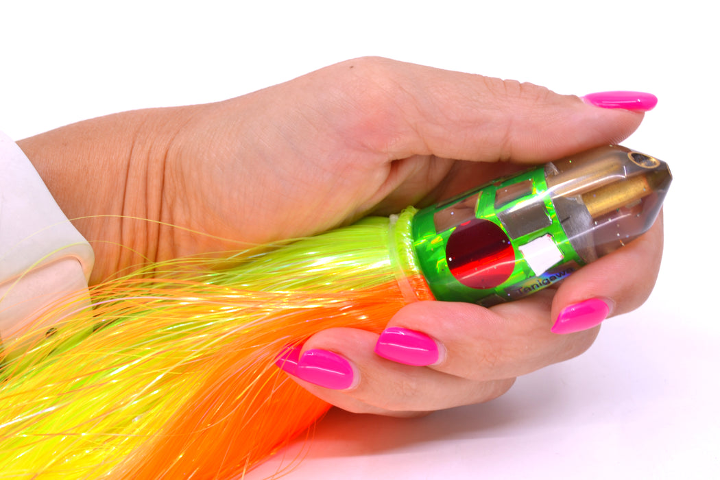 Tanigawa Lures Green Rainbow Cracked Glass 2-Hole Bullet 7" 6oz Strobez Green-Orange