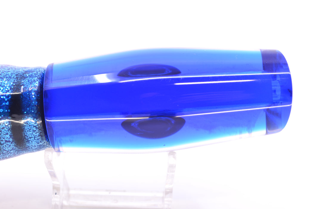 Moyes Lures Blue-Pink Dichro Blue Back Medium Dark-N-Stormy 12" 8.5oz Skirted Blue Aurora