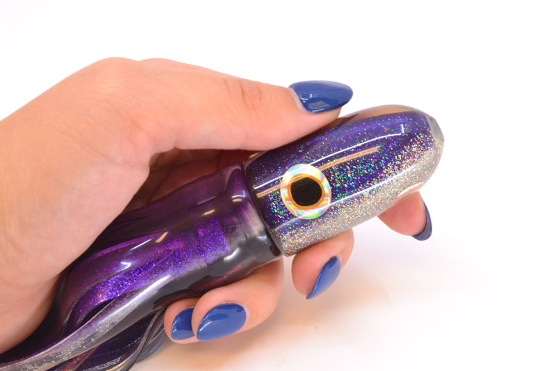 Jackpot Lures Purple-Silver Fish Head Small Bullet 9" 7oz Skirted Purple Skipjack