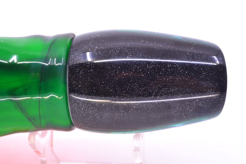 Coggin Lures Rainbow Dichro Black-Green Back 4-Hole Copa Teardrop Slant 12" 9.4oz Skirted